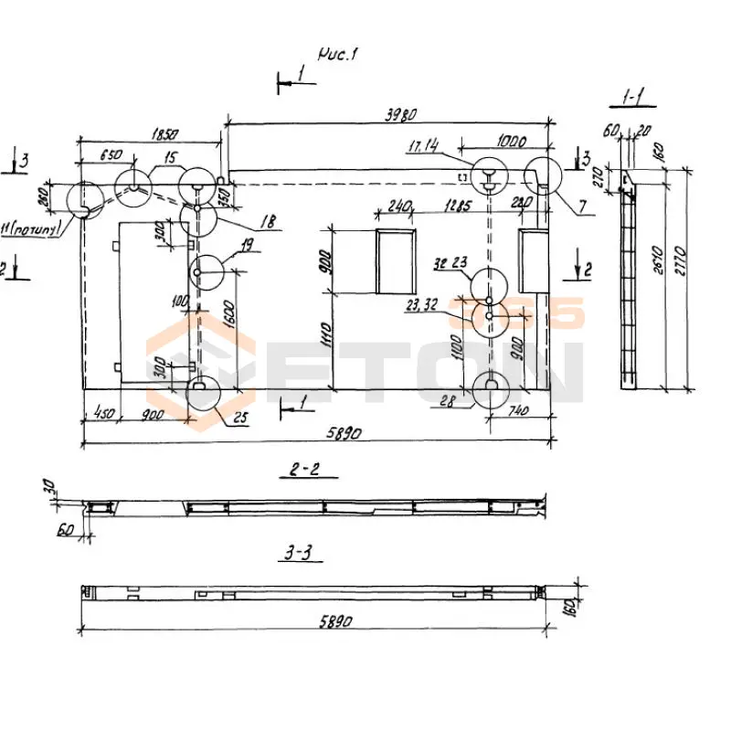 Панели внутренних стен Серия 1.100.1-7 ПСВ 59-28-16-200 т-7