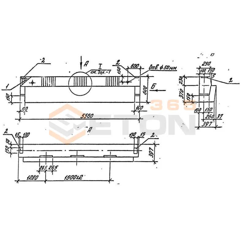 Ригели высотой 600 мм для опирания многопустотных плит перекрытия серия 1.020-1/87 ( 1.020.1-7, 1.020-1/83, ИИ 04-1, 1.020.1-3пв ) РЛП 6-56-60 АIIIв н
