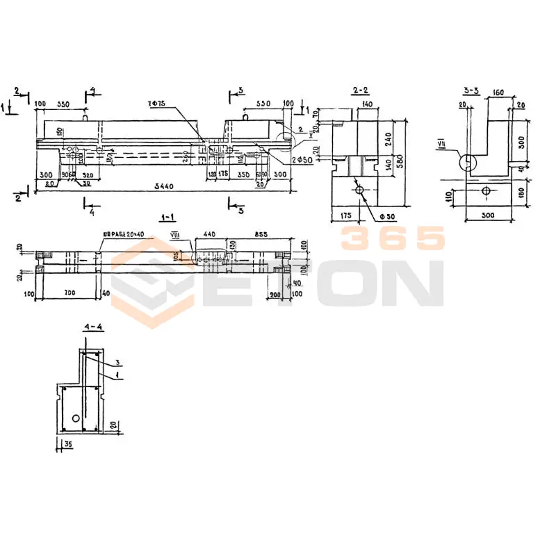 Блоки внутренних стен Серия 1.134.1-13 БВП 34-6-30-150 т-1 а