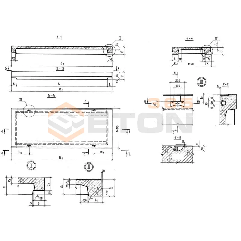 Плиты перекрытия тоннелей Серия 3.006.1-3/83 ПТ 36-15