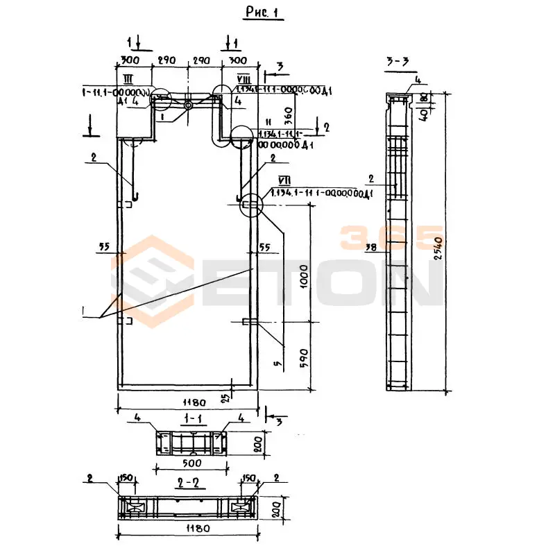 Блоки внутренних стен Серия 1.134.1-11 СБВ 12-26-2 т-1002