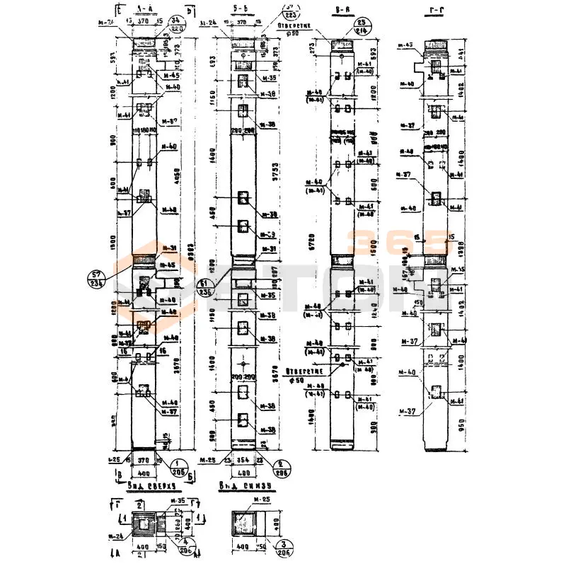 Колонны сечением 400х400 Серия ИИ 04-2 КЛ 29-84-4 а