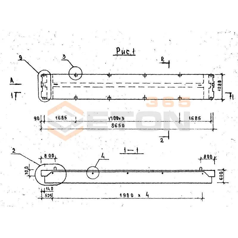 Плиты перекрытий Серия 1.042.1-2 ПТ 86-13-4 АтVт