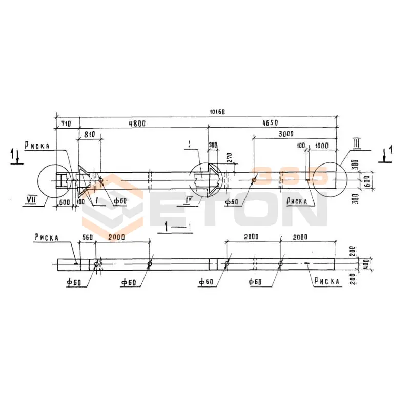 Колонны высотой 4,8; 6,0-4,8 м Серия 1.420.1-20с К 44-7 с