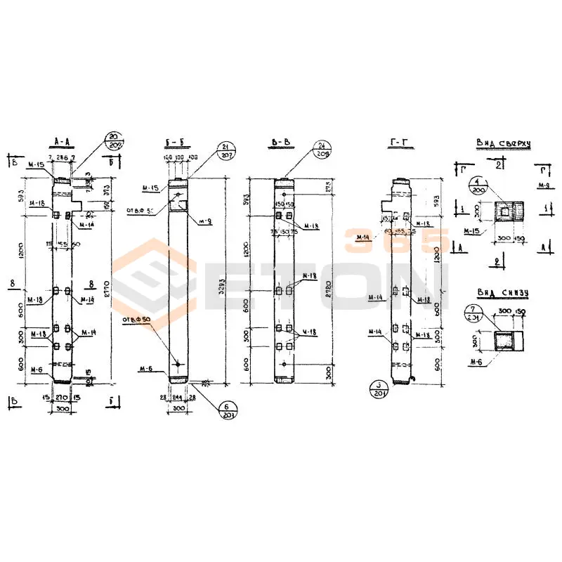 Колонны сечением 300х300 Серия ИИ 04-2 К 17-33-3 а
