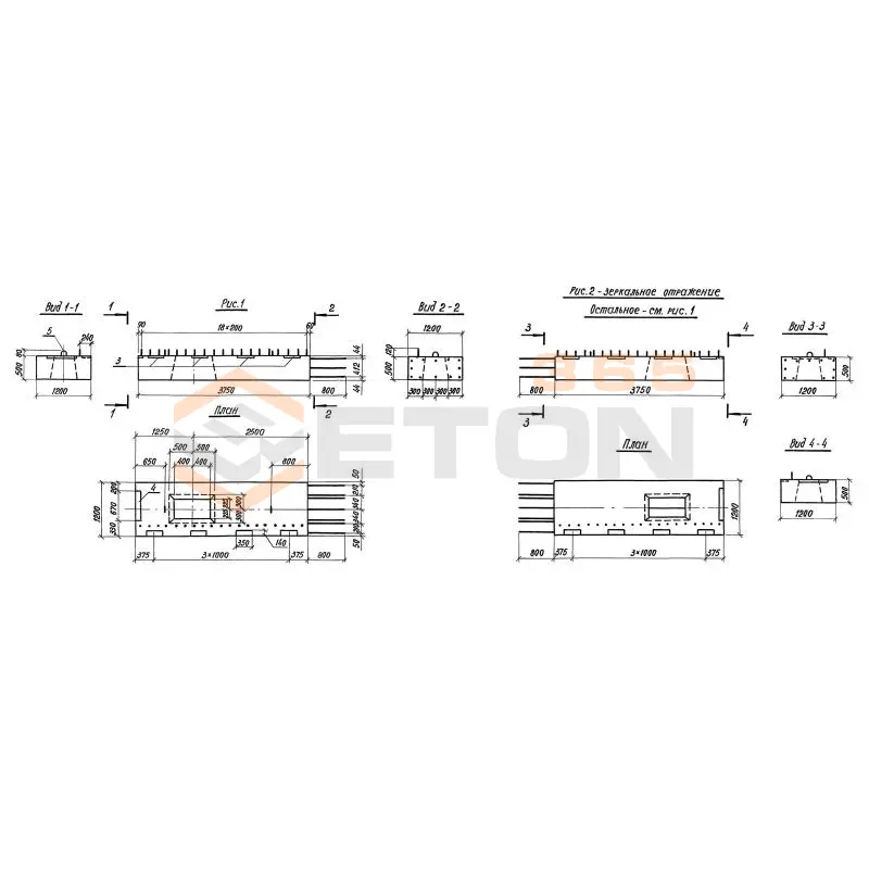 Блоки ригелей Серия 3.503.1-104 3БР 38-1-11