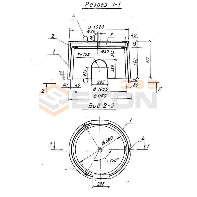 Кольца колодцев стеновые Серия 3.820-9 КСД 10-1-1 б