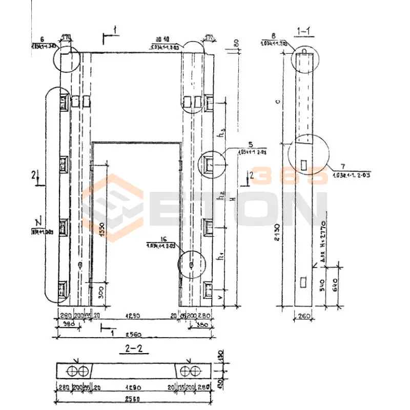 Вентиляционные блоки-диафрагмы жесткости с отверстиями Серия 1.034.1-1 ВДП 26-36