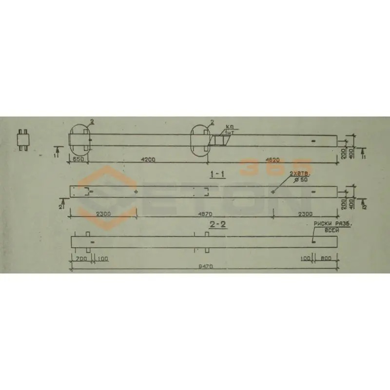 Колонны сечением 400х400 мм для зданий с высотами этажей 4,2 м Серия 1.020.1-2с/89 1КБ 42-95-9 с
