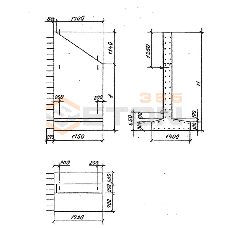 Откосные стенки серия 3.501.1-177.93 (3.501.1-126, 3.501-104, Шифр 2175рч) СТ 273-4 м