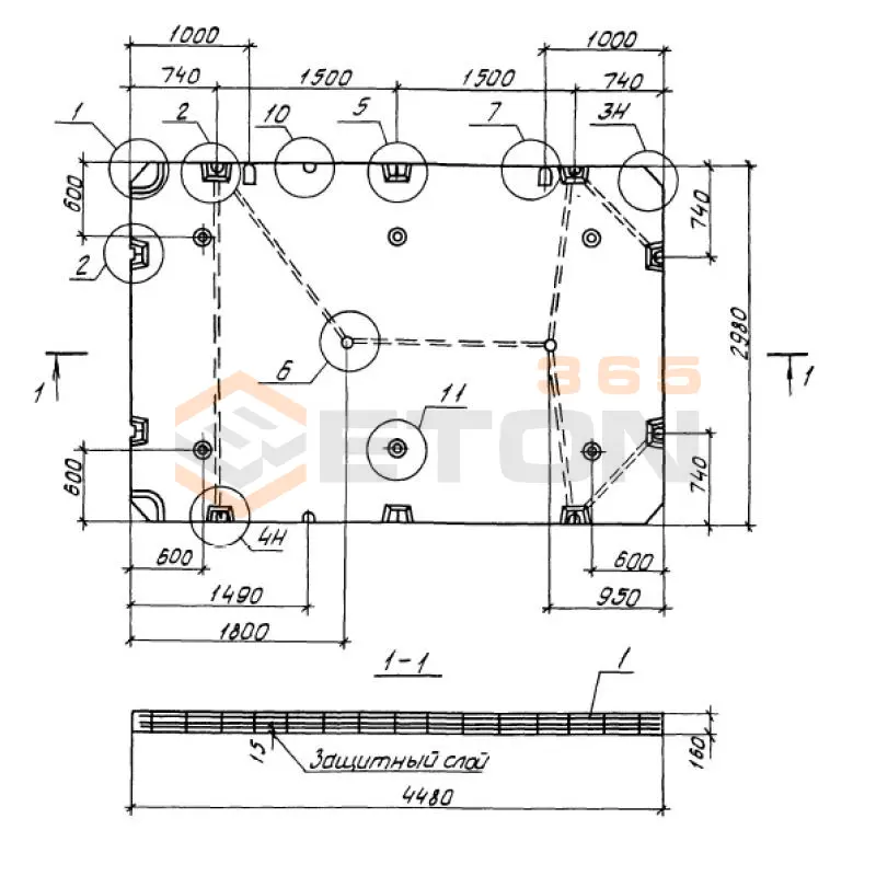 Панели перекрытий сплошные Серия 1.100.1-7 П 30-45-16-3