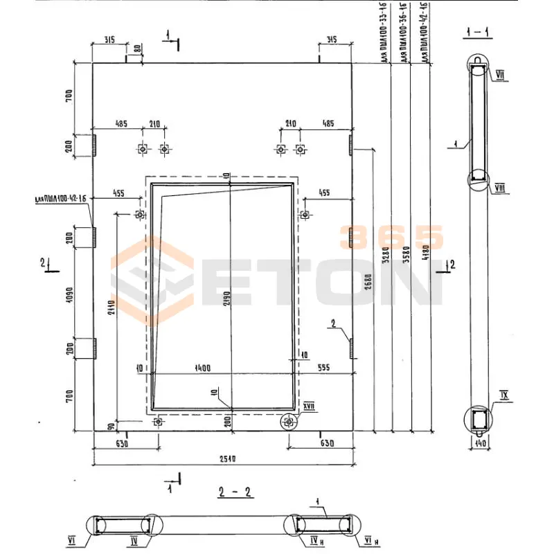 Панели шахт лифтов Серия 1.289.1-2 ПШЛ 100-42-1 б