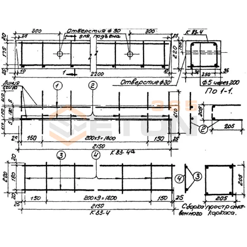 Перемычки Серия ИИ 03-02 Альбом 16б ч2 БУ 22-1