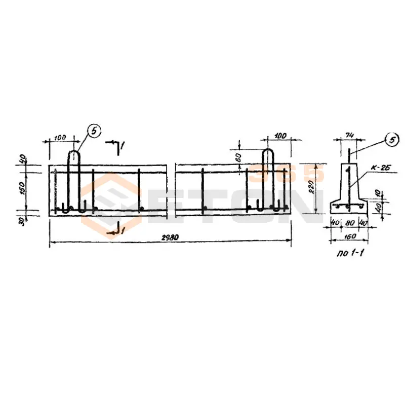 Балки таврового сечения с нижней полкой Серия ИИ 01-02 БА 2 (ИИ 01-02)