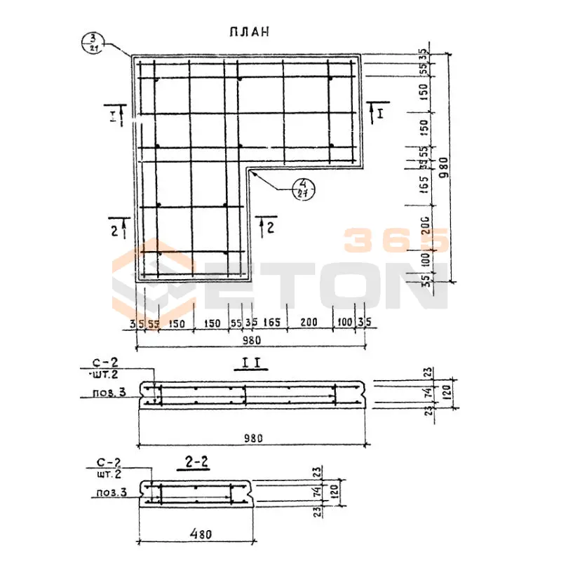 Плиты дорожно-тротуарные ТП 320-55 ДТ 2 (ТП 320-55)