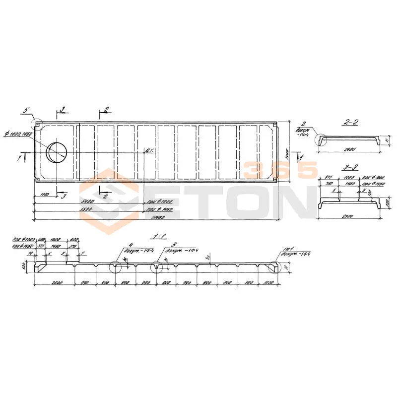 Плиты ребристые серия 1.465.1-15 2ПВ 12-2 К7-10