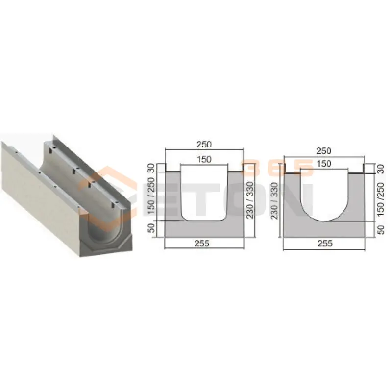 Лотки водосточные без уклона СТО 57388863-001-2008 ЛВК 100-255-280