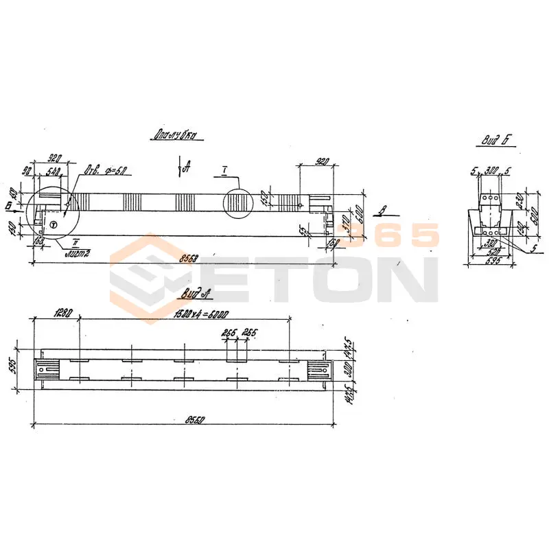 Ригели высотой 600 мм для опирания многопустотных плит перекрытия Серия 1.020.1-4 1РДП 6-86-70 АтVк