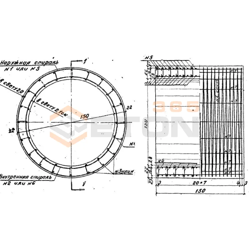 Звенья железобетонные круглых водопропускных труб для автомобильных дорог Серия 3.501-59 и 3.501.1-144, шифр 1484 Блок 71 а