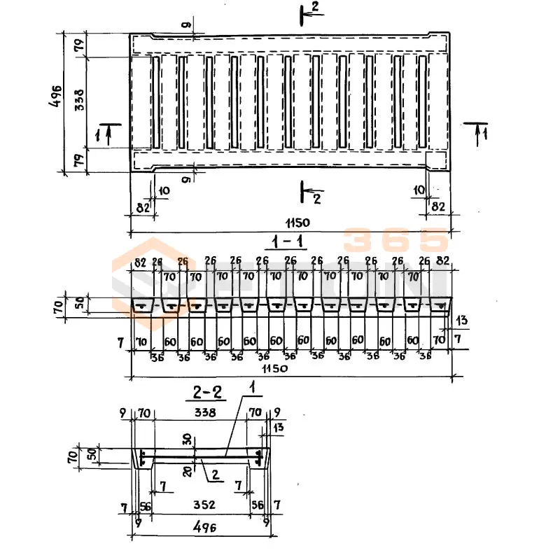 Решетки перекрытий каналов Серия 3.818.9-2 2РП 115-50