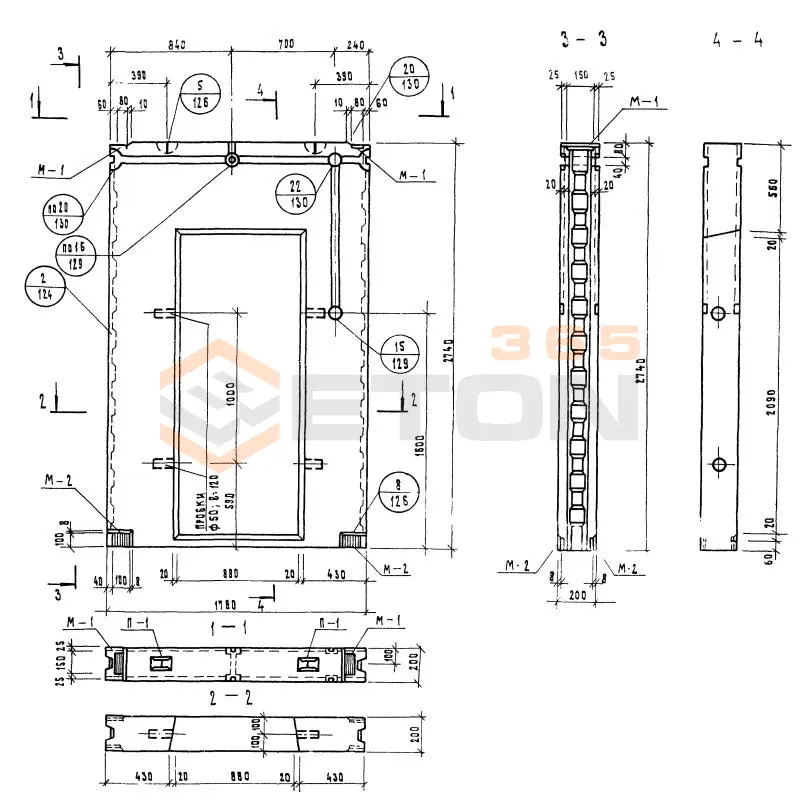Блоки внутренних стен Серия 1.134-1 СБВ 18-2-28 т-4 (1.134-1)