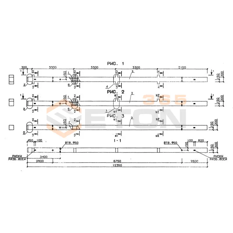 Колонны сечением 300х300 серия 1.020-1/87 ( 1.020.1-7, 1.020-1/83, ИИ 04-1, 1.020.1-3пв ) 4КД 3-33-2,7