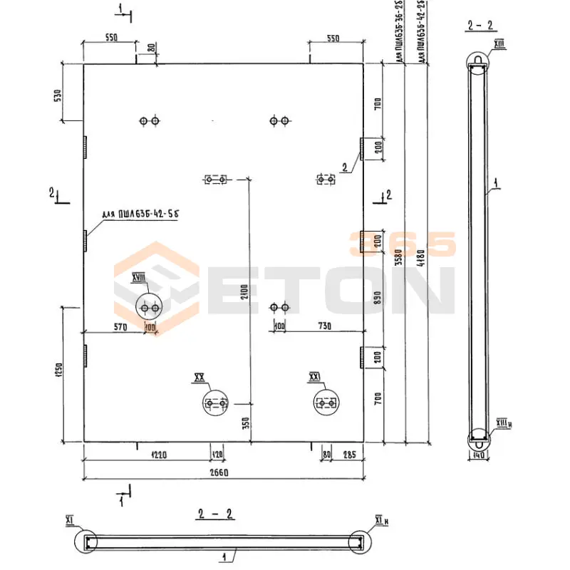 Панели шахт лифтов Серия 1.289.1-2 ПШЛ 63б-36-2 б