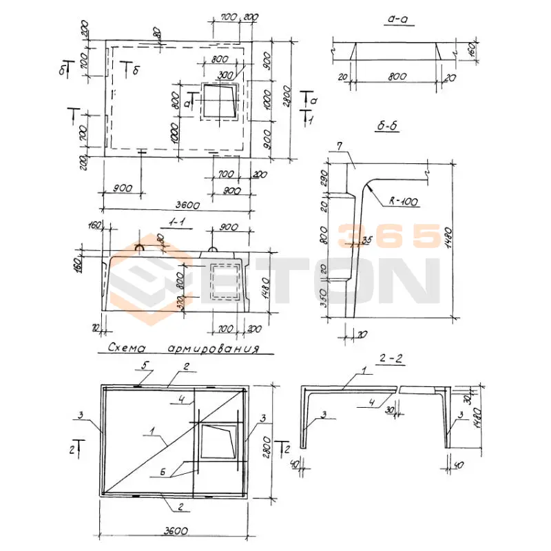 Короба вентиляционные Серия 1.100.1-7 ВК 36-28-150 л