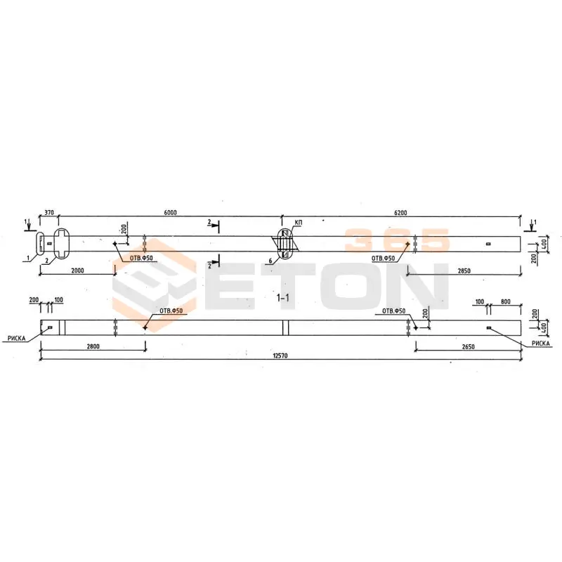 Колонны для зданий с высотой этажей 5,4 и 6,0 (7,2) м серия 1.020-1/87 ( 1.020.1-7, 1.020-1/83, ИИ 04-1, 1.020.1-3пв ) 2КБО 60-3-21
