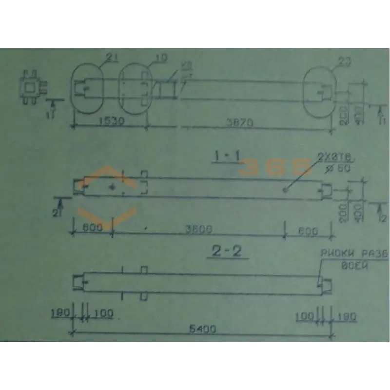 Колонны сечением 400х400 мм для зданий с высотами этажей 5,4-6,0 и 6,0 (7,2) м Серия 1.020.1-2с/89 3КС 54-54-3