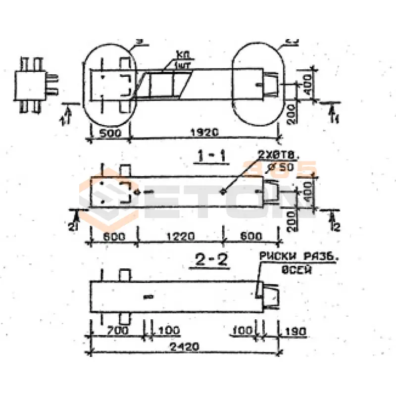 Колонны сечением 400х400 мм для зданий с высотами этажей 3,3 м Серия 1.020.1-2с/89 3КВ 33-24-7 с