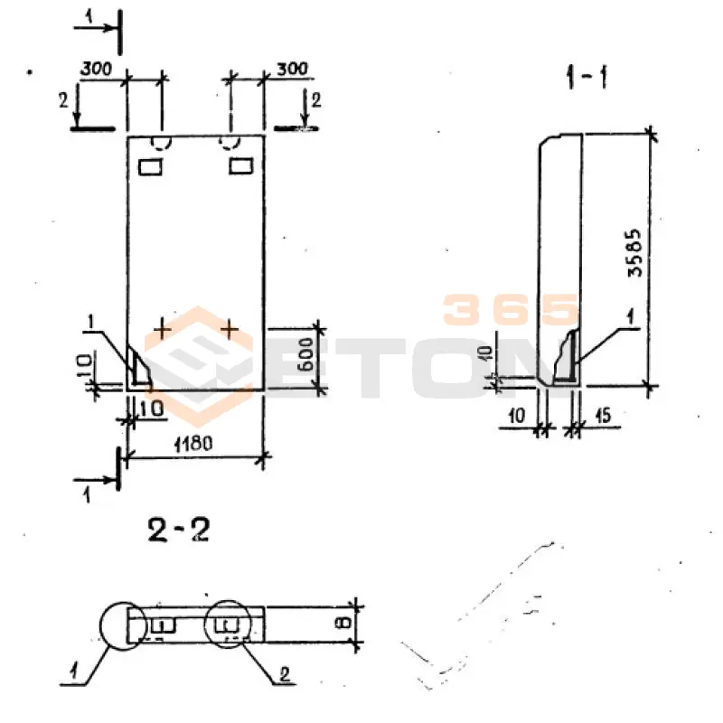 Панели стеновые цокольные серия 1.020-1/87 ( 1.020.1-7, 1.020-1/83, ИИ 04-1, 1.020.1-3пв ) ПСЦ 12-36-2,5 л пв