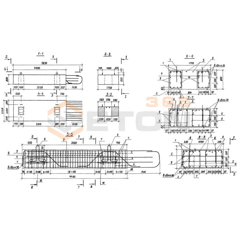 Блоки ригеля Серия 3.503.1-76 1РК 80-51-6