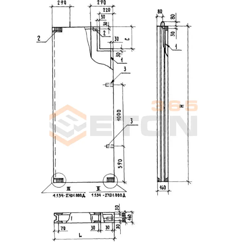 Блоки внутренних стен Серия 1.134-2 СБ 10-26-1 т-3
