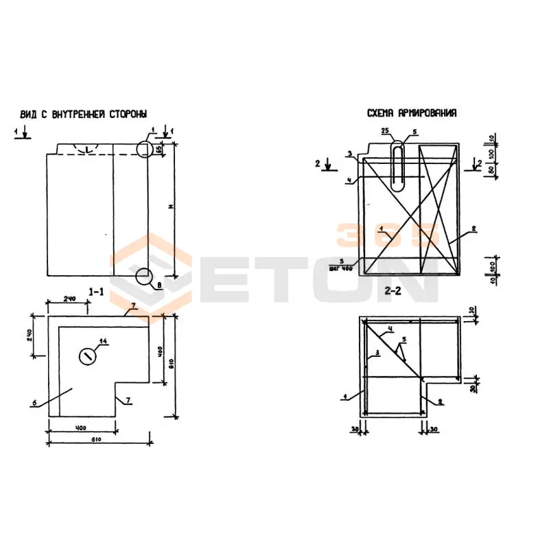 Панели наружных стен трехслойные легкобетонные Серия 1.232.1-10 3ПСЦ 61-210-40 л