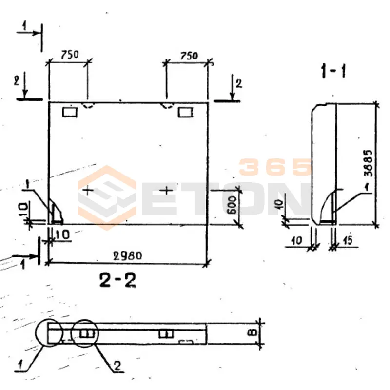 Панели стеновые цокольные серия 1.020-1/87 ( 1.020.1-7, 1.020-1/83, ИИ 04-1, 1.020.1-3пв ) ПСЦ 30-39-2,5 л пв