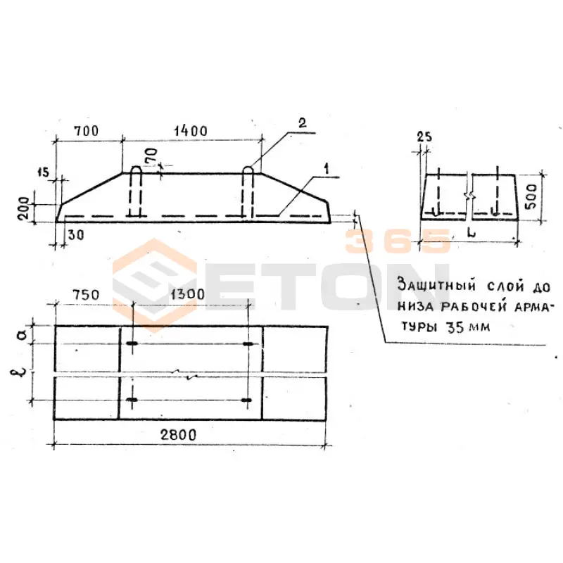 Плиты железобетонные ленточных фундаментов (фундаментные подушки) ГОСТ 13580-85 ФЛ 28-24-3