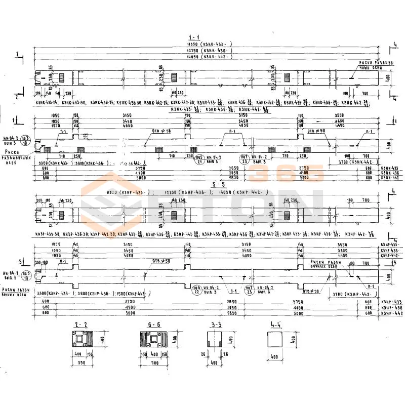 Колонны сечением 400х400 Серия ИИ 04-2 К3НК 433-24