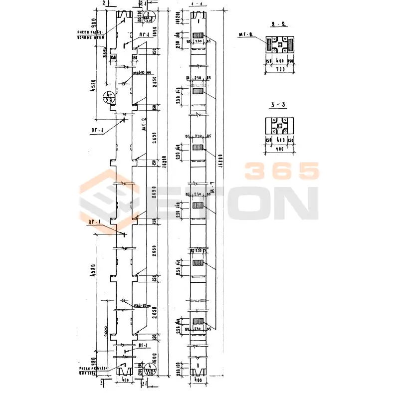 Колонны сечением 400х400 Серия ИИ 04-2 К6СР 428-33