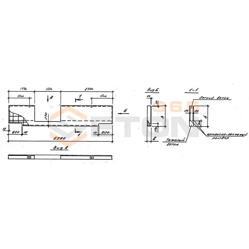 Панели стеновые цокольные Серия 1.030.1-1/88 ПСЦ 60-15-2,5-3-14,2