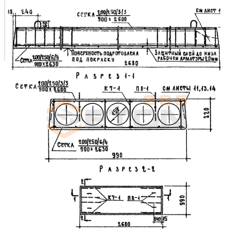Панели многопустотные Серия 1.141-1 ПТ 27-10 АIII а