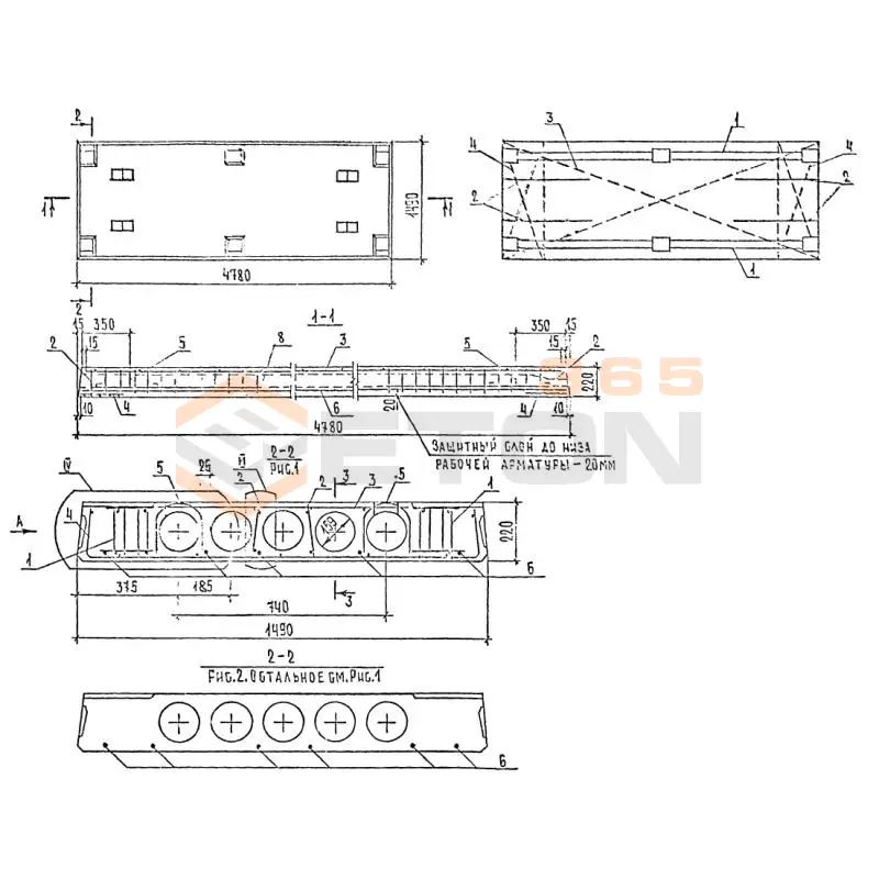 Плиты перекрытий многопустотные Шифр 89-1227 П 48-15-6 АтIVс с9