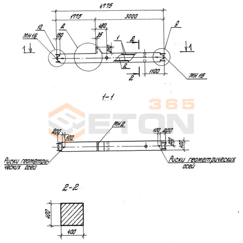 Колонны железобетонные. Высота этажей 4,8 и 6,0 м серия 1.420-35.95 ( 1.420-12, ИИ 23-3/70, ИИ 23-2/70, ИИ 23-1/70 ) К 35-1