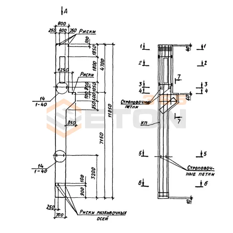 Колонны крановые с проходами Серия 1.424.1-6/89 3ККП 108-3,3