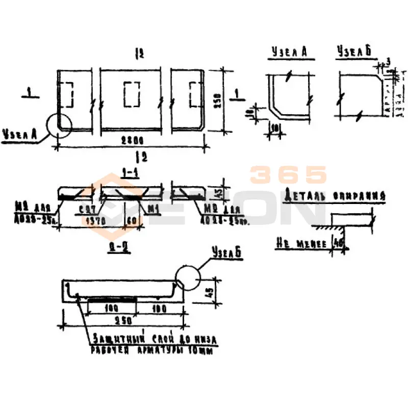 Плиты подоконные Серия 1.136-1 ЛО 28-25 л (1.136-1)
