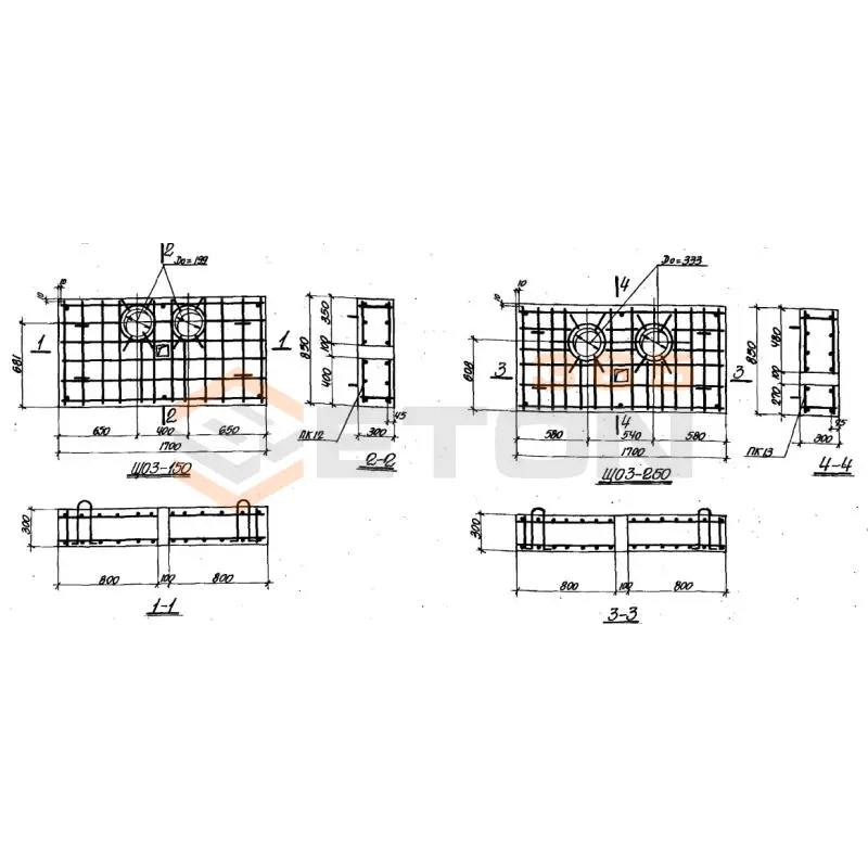 Опоры неподвижные (щиты) Серия 3.006-1 ЩО 3-250 (3.006-1)