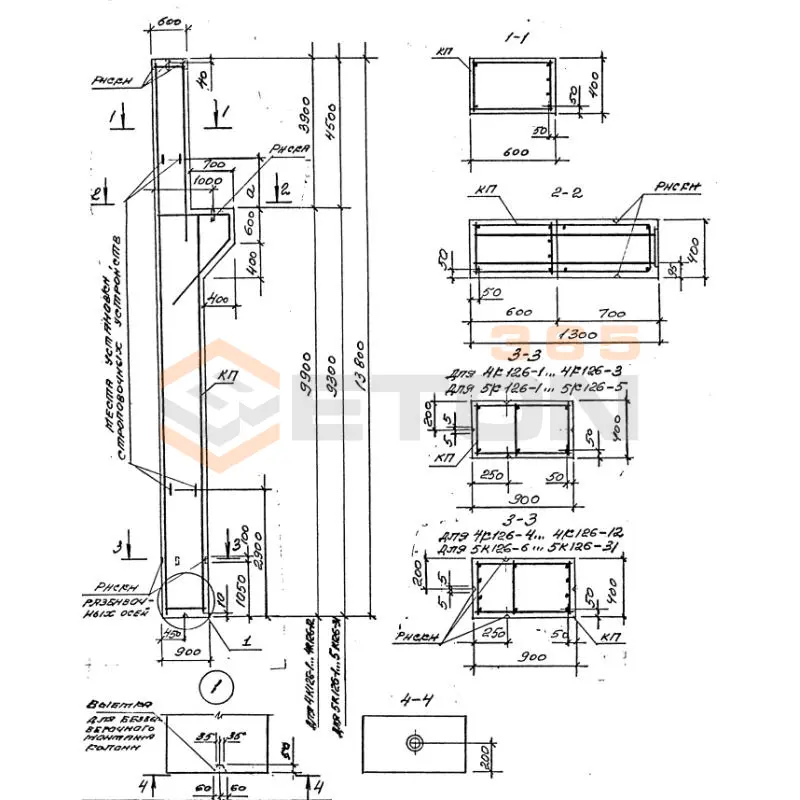 Колонны для зданий высотой 9,0; 10,2; 11,4; 12,6 и 13,8 м Серия 1.424.1-5 5К 138-18