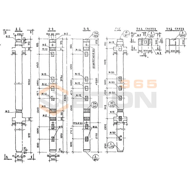 Колонны сечением 300х300 Серия ИИ 04-2 К2ЦЛ 28-66-3