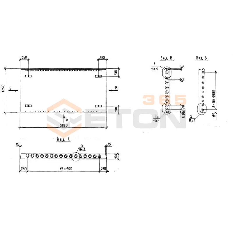 Плиты перекрытия многопустотные Серия 1.141.1 КЛ-3 ПК 36-18-5 АIIIт
