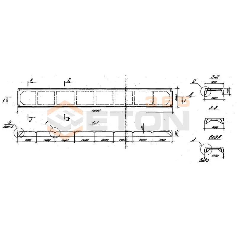 Плиты ребристые Серия 1.465.1-16 3ПГ 12-6 АтVI